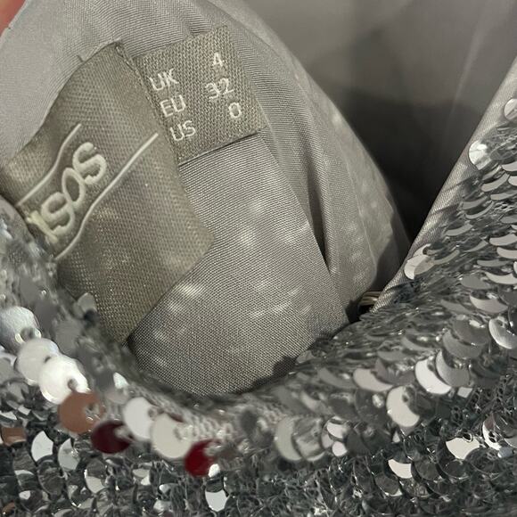 ASOS ARCHIVE Sequin Embellished Long Sleeve Dropped Waist Maxi Dress 0 - Picture 6 of 8